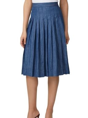 J. Crew chambray pleated skirt